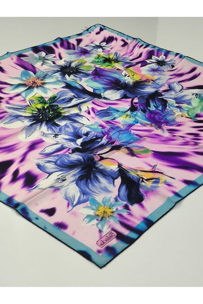 PİRAMİT Balse Sura Silk Scarf Blue Pink 5023-2