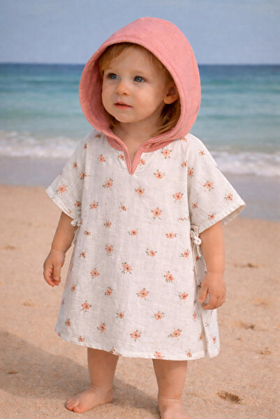 ygz junior organik çift kat müslin deniz havuz pançosu