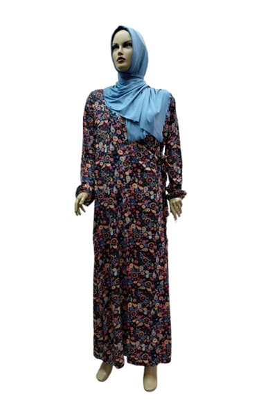 eflin Women's Hijab Islamic Clothing Prayer Dress Viscose Black-Orange