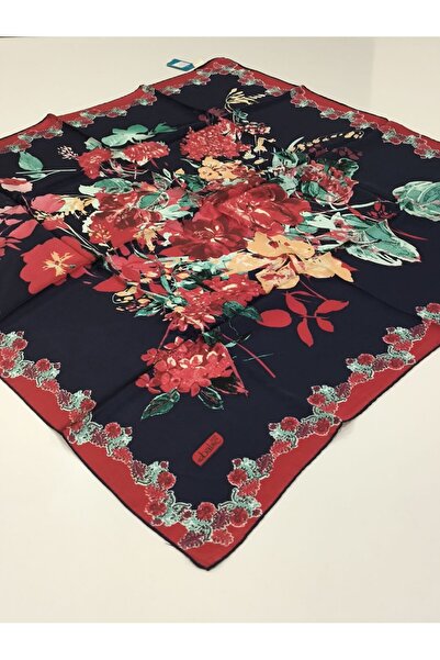 PİRAMİT Balse Sura Silk Scarf Navy Blue Burgundy 5024-2