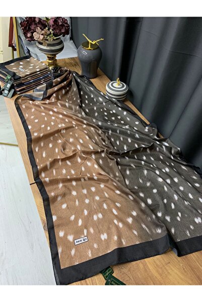 MİNELEŞARP34 شال من الكتان بنمط الغزال ذو اللونين المتداخلين من Mineleshap لا...