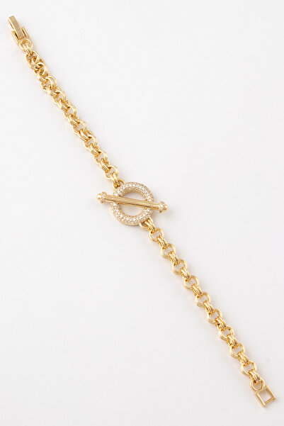 Sortie Aksesuar سوار بتصميم من الفولاذ المقاوم للصدأ مزين بقضيب دائري على شكل...