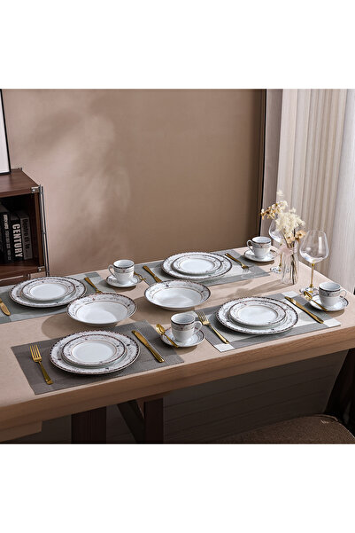 Malooki Onyx Royal Gold Porcelain Dinner Set for 6 People, 30 Pieces, Black a...