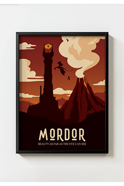 MIOVI WORKS Mordor | Siyah Çerçeveli Vintage Yüzüklerin Efendisi Posteri | Ka...