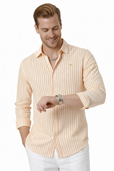 Rizz up Yellow Slim Fit Striped 100% Cotton Men's Shirt – Breathable Stylish ...