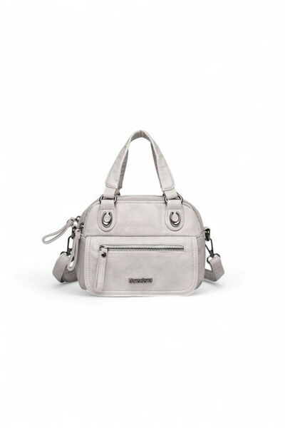 21Kbarcelona Gray Women's Handbag with Logo Detail Brc-1933