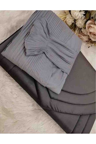 Gerenic طقم صلاة مخملي وشرشف بليسيه بلون رمادي