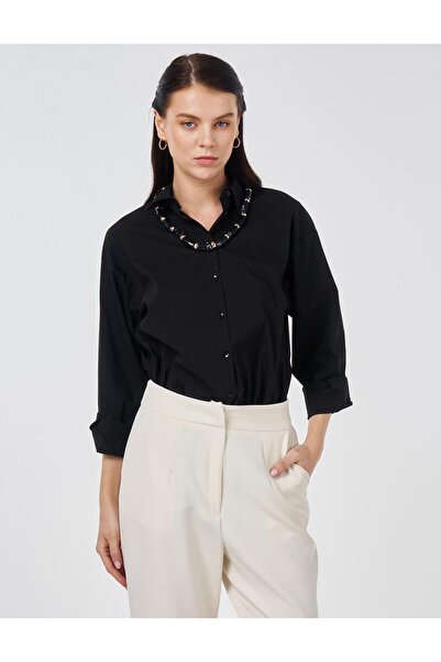 Kayra Pins Detailed Fabric Trousers Ecru