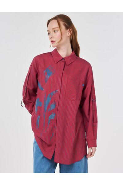 Kayra Tek Cepli Viskon Tunik Kırmızı