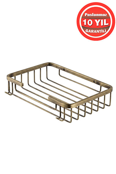 BanyomHome Clk Paslanmaz Pirinç Taci 22x15 Cm Şampuanlık Banyo Rafı Eskitme A...