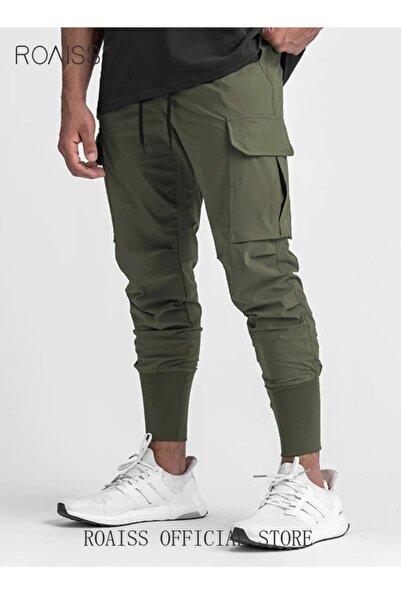 ROAISS Mens Workout Sweatpants Cargo Jogger Pants Athletic Track Pants with Z...