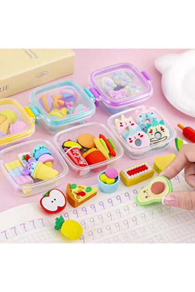 1way Small boxes containing erasers in various shapes