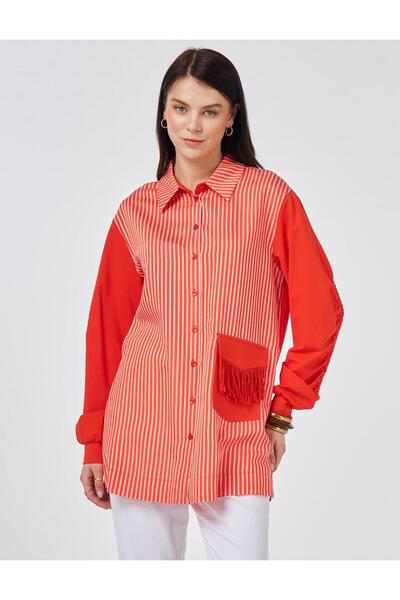 Kayra Tunica din bumbac pieptănat cu detaliu încrețit Mercan