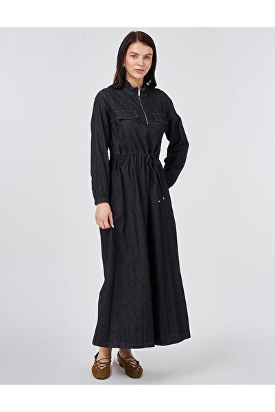 Kayra فستان دينيم بجيب أمامي لون أنثراسايت