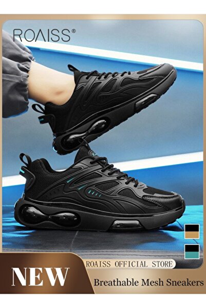 ROAISS Men Stylish Chunky Sneakers, Lace up Non Slip Platform Shoes, Versatil...