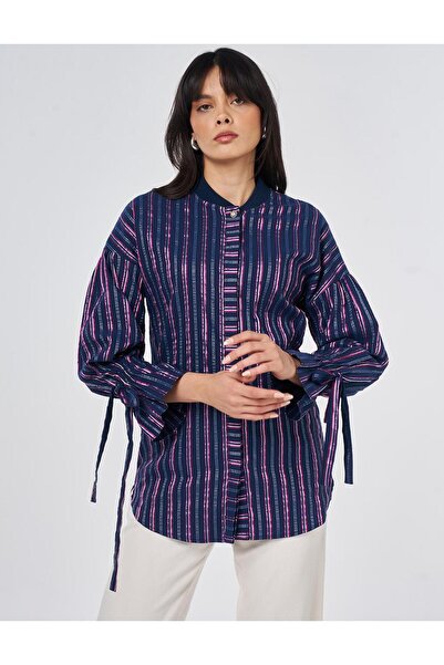 KYR Tunica din bumbac cu detaliu manșetă, albastru închis