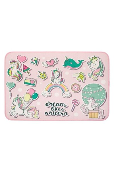 SHOPIENS Decorative Rectangular Rug Pink Unicorn Kids 55x35cm Non-Slip