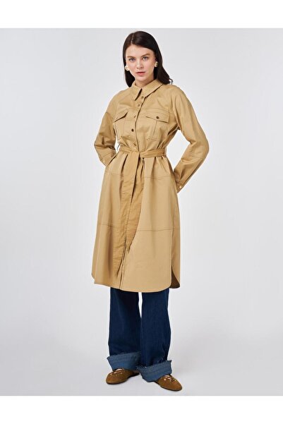 Kayra Çift Cepli Uzun Tunik Bej