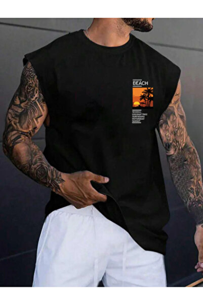 ALCİNOUS Cotton Printed Oversize Sports T-Shirt