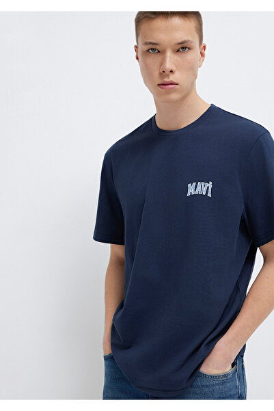 Mavi Logo Printed Navy Blue T-Shirt Regular Fit 0611714 -70497