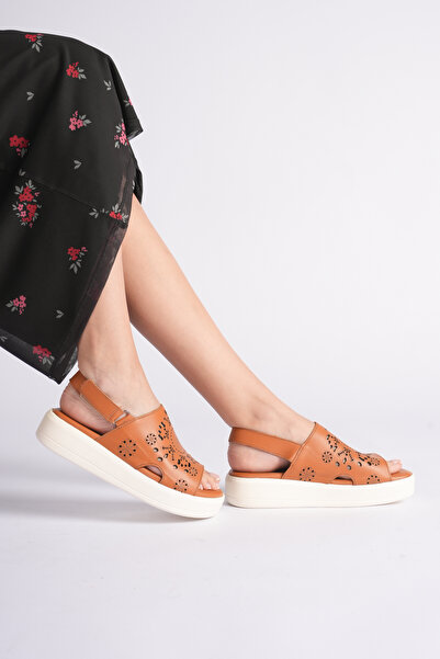 AYAKKABİSEPETİ TABA HAKİKİ DERİ KADIN SANDALET