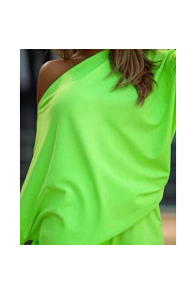 GENİRA Women's Boat Neck Loose Two Thread Blouse and Shorts Double Set