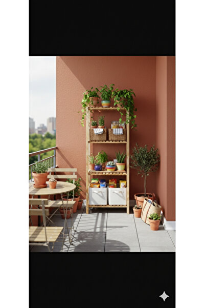 Wonderwoods ÇOK AMAÇLI AHŞAP 4 KATLI MASİF RAF