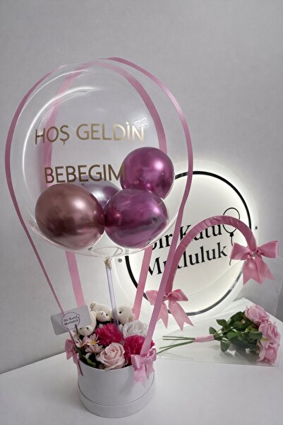 birmutluluk balonlu hediye kutusu kız bebek