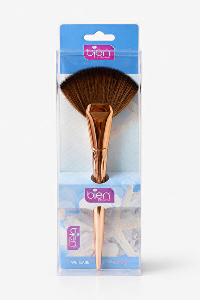 Bien Professional Rose Gold Fan Brush Professional Illuminator and Powder Cle...