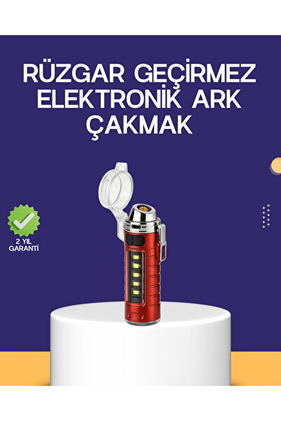 Genel Markalar USB Şarjlı Rüzgar Geçirmez Elektrikli Çakmak El Fenerli