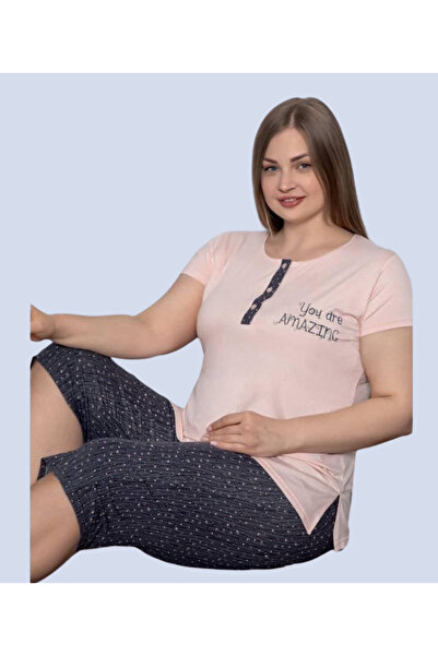 MQ طقم بيجامة قصير اللون وردي