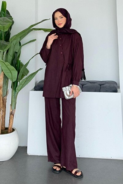 Şulemoda Giyim طقم زيوس برباط جانبي بلون البرقوق