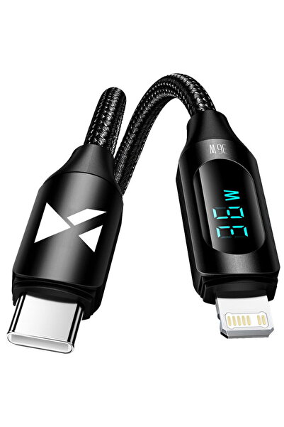 WOZINSKY USB-C cable - Lightning WUCLC1 with LED display 36W 1m - black