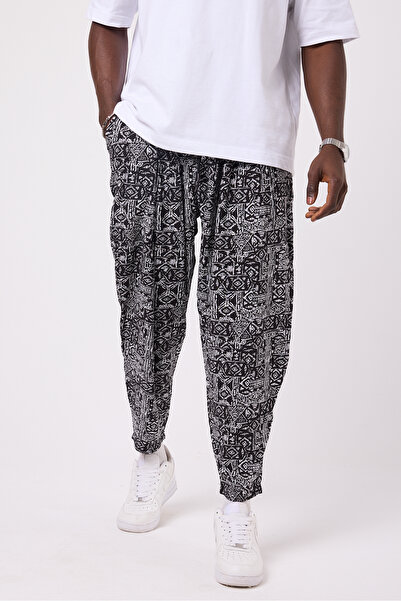 Superbluemexico Unisex Street Style Printed Wrinkled Sports Baggy Trousers