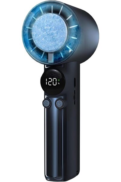 Generic مروحة يدوية محمولة بسعة 4000 مللي أمبير مع شاشة عرض رقمية، مروحة تورب...