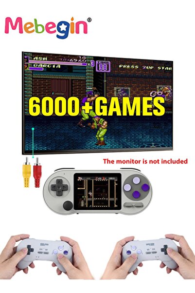 MEBEGIN Portable Handheld Game Console Built-in 6000 Games with 2 Gamepad, 3 ...