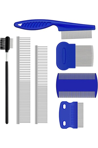 Arabest 7 Pieces Dog Combs Kit, Stainless Steel Dog Cat Flea Lice Comb with R...