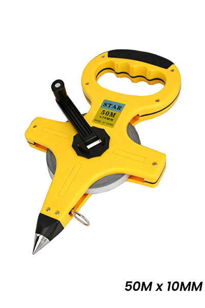 Star 50M x10MM Long Steel Measuring Tape Hand Crank Survey Tool ABS Case Metr...