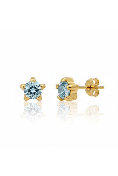 EAR GEAR 24K Gold Plated 2mm Aquamarine Mini Earrings USA