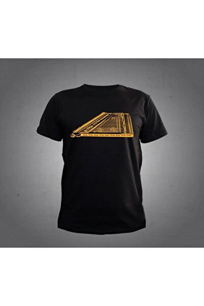 Yuchicly Musical Instrument Patterned Black Unisex T-Shirt – Music Themed Pri...