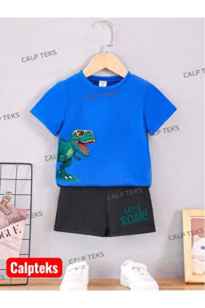 CALP TEKS SET DE VARĂ PENTRU COPII YANDAN, CU IMprimeu DINOZAU, TRICOU ȘI PAN...