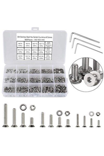 Arabest Flat Head Hex Socket Cap Screws Assortment Kit, Small M2 M2.5 M3 Bolt...