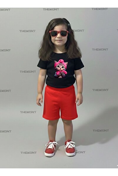 THEKONT SET PENTRU COPII ŞORTURI-TRICOU ŞEKER KEDİ