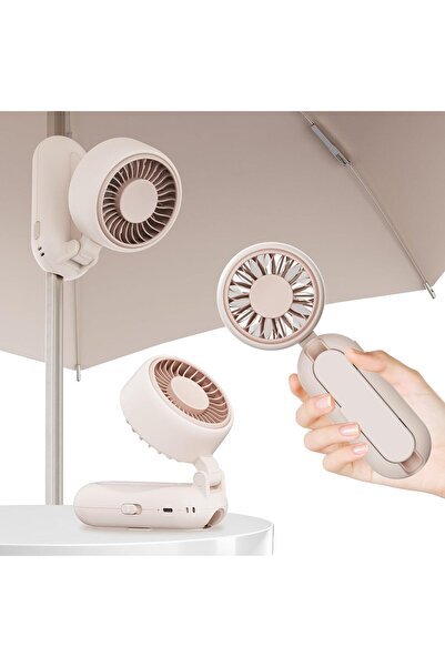 Generic مروحة صغيرة بمشبك للمظلة - محمولة باليد، مدة تشغيل 9 ساعات، 4 سرعات، ...