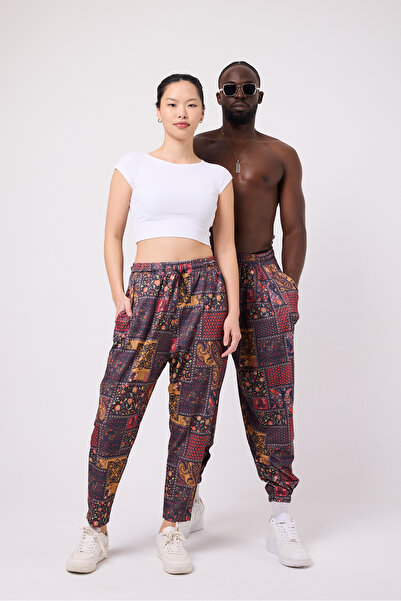 Superbluemexico Unisex Street Style Printed Wrinkled Sports Baggy Trousers