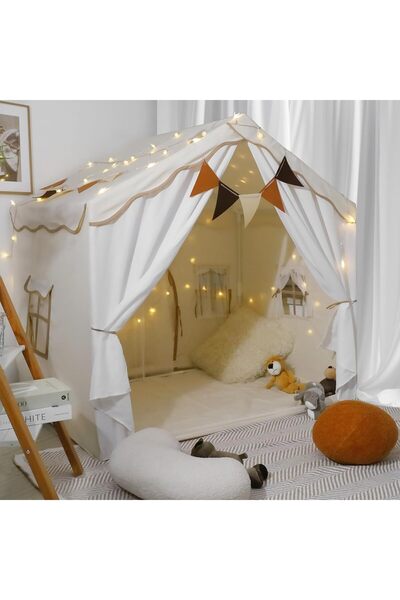 Arabest خيمة لعب كبيرة للأطفال، خيمة على شكل قلعة، مزودة بإضاءة نجوم، علم، حص...