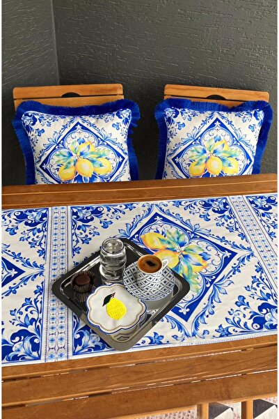 adenkahome Amalfi Limonlu Saçaklı Kırlent Kılıfı 1 Adet