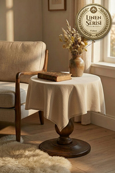 Morlay ΛΙΝΟ |   Βίντατζ Φίσκος και Τραπεζομάντιλο Αυθεντικό Λινό Ρουστίκ Γωνι...