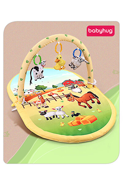 Babyhug صالة ألعاب على شكل حيوانات المزرعة، توفر تحفيزًا بصريًا ولمسيًا، مبطن...