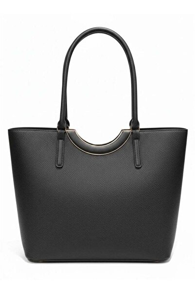 Fumes Black Women’s Structured Tote Handbag – Solid Textured Finish, Dual Top...
